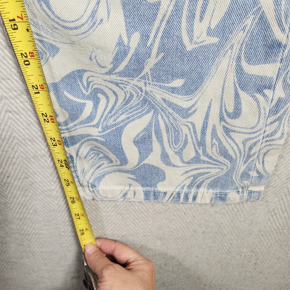 Vigoss Womens Slim Straight Size 27 Light Blue and White Swirl Patterned Jeans - Picture 7 of 10